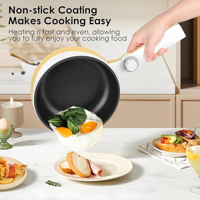Audecook Hot Pot Electric, 1.7L Mini Electric Skillet Portable Nonstick Sauté - Image 5