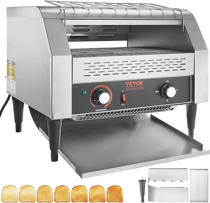 VEVOR 1770W Commercial Conveyor Toaster, 450 Slices per Hour, Heavy Duty by VEVOR