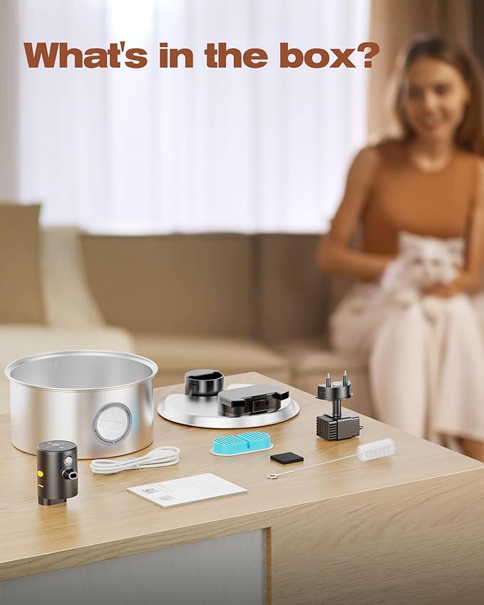 Cat Water Fountain with Motion Sensor: Rechargeable Cat Fountain Wireless - Image 9