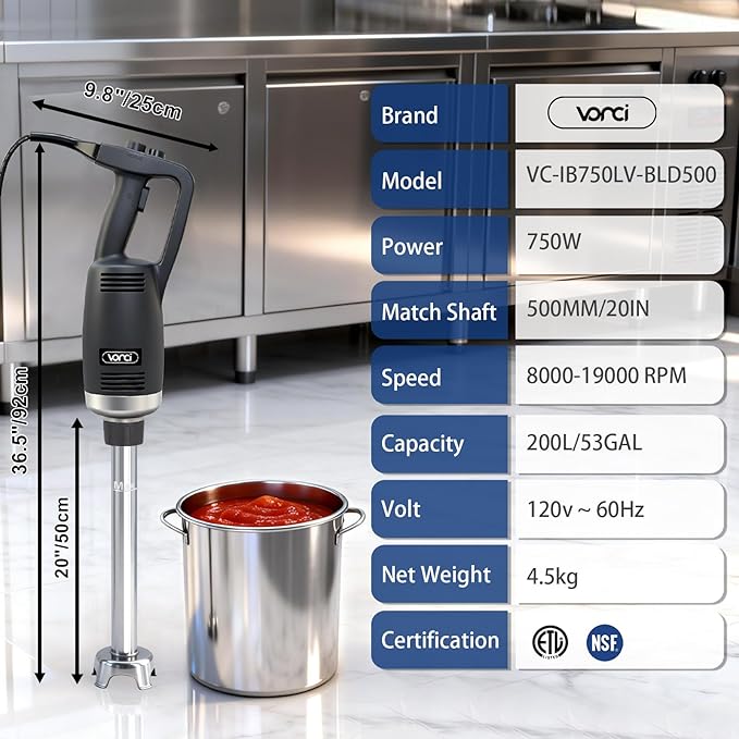 VONCI 750W Commercial Immersion Blender, Extra Heavy Duty Hand Blender - Image 5
