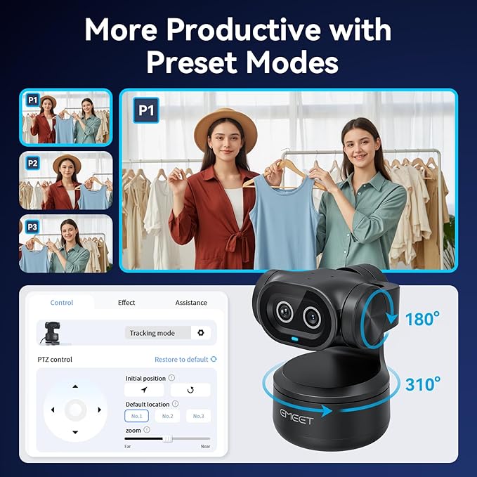 EMEET PIXY Dual-Camera AI-Powered PTZ Camera 4K, AI Tracking, PDAF&AI Autofocus - Image 5