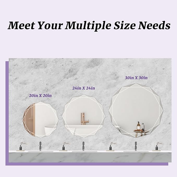 Bathroom Mirror for Wall, Beveled Edge Frameless Wall Mount Vanity Mirror - Image 6
