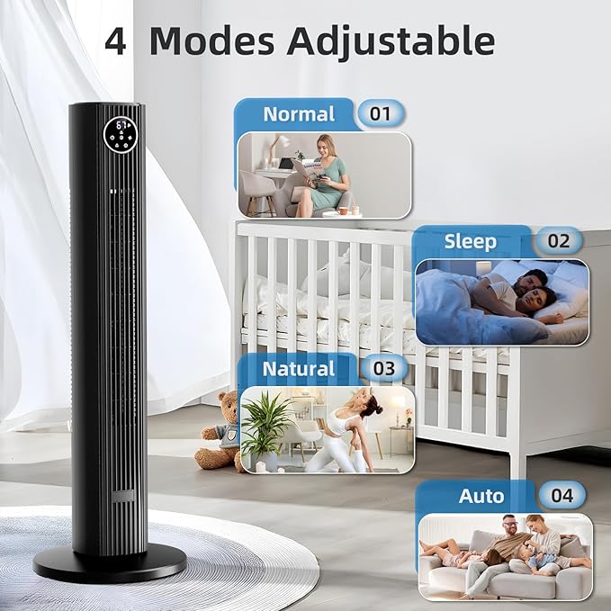 Antarctic Star Tower Fan Portable Floor Fans 85°Oscillating Fan Quiet Cooling - Image 4