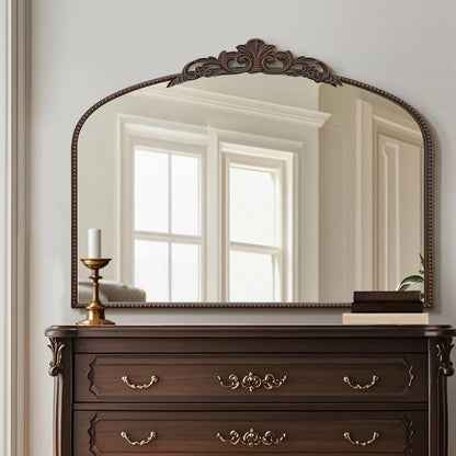 Micasso Vintage Bronze Wall Mirror: 40"x29" Baroque Antique Arched Mirror | Traditional Ornate French Decorative Mirror for Bedroom/Bathroom/Fireplace/Entryway/Hallway/Dresser/Vanity/Mantel/Nightstand
