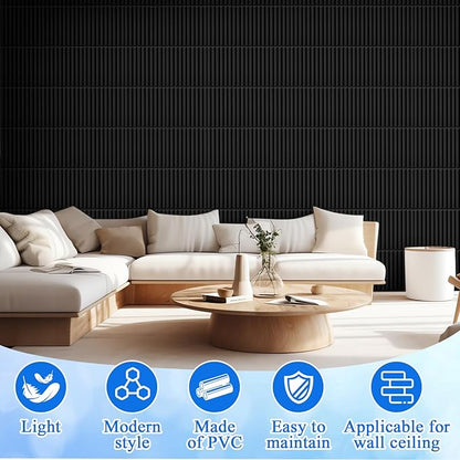 Nuanchu 120 Pcs 3D Slat Wall Panels 12 x 12 Inch PVC Fluted Textured Panel - Image 5