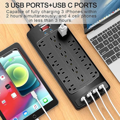 18 Outlets Surge Protector Power Strip - Image 3