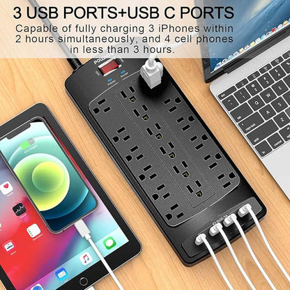 18 Outlets Surge Protector Power Strip - Image 3