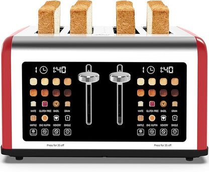 4 Slice Toaster Touch Screen, Stainless Steel Toasters Digital Timer, Dual - Image 2