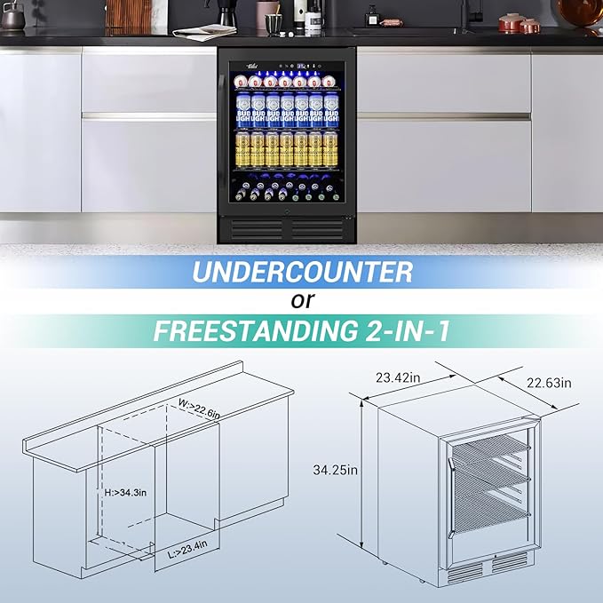 24 Inch Beverage Refrigerator Under Counter, and Milk - Image 6