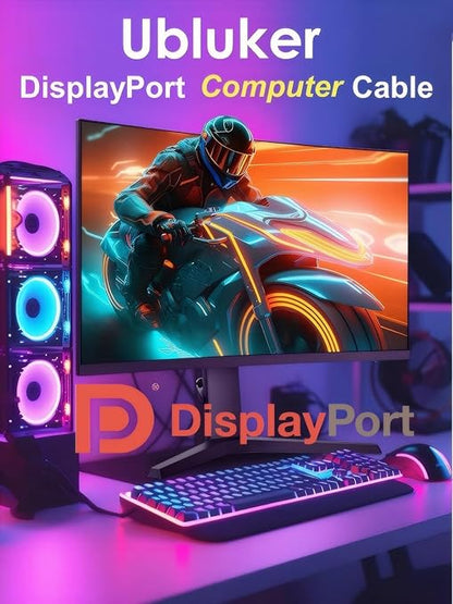 Ubluker 10K 8K DisplayPort 2.1 Cable 54Gbps 6.6 FT, Certified DP to DP Cord 4K - Image 3