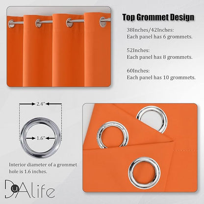 DUALIFE Orange Curtains for Living Room Bedroom Light Blocking Triple Weave - Image 3