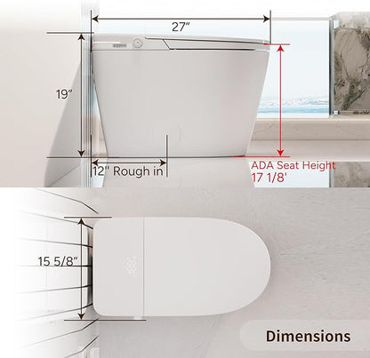Smart Bidet Toilet with Auto Lid&Seat, Auto 1000 Gram MaP Score Flush, ADA - Image 3