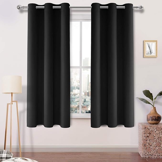 DWCN Black Blackout Curtains Blocking Light Room Darkening Thermal Insulated by DWCN