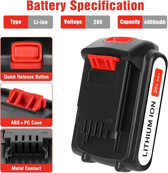 2Pack 4.0Ah 20V MAX LBXR20 Compatible - Image 2