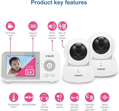 VTech VM923-2 Baby Monitor, 2.8”Screen, 1000ft Range, Pan-Tilt-Zoom, Night - Image 2