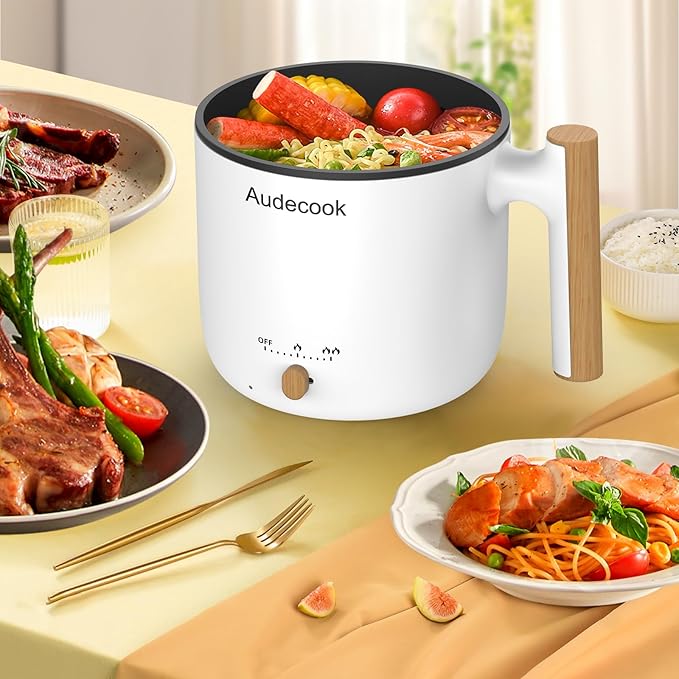 Audecook Hot Pot Electric with Steamer, 1.8L Portable Mini Travel Cooker - Image 6