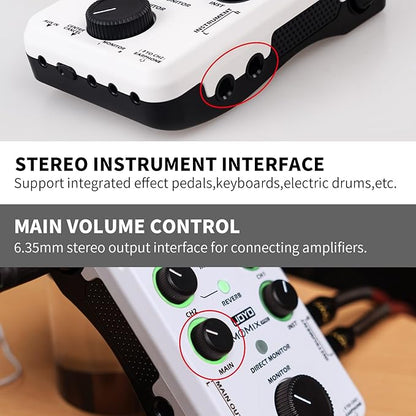 JOYO Audio Mixer USB Audio Interface Stereo XLR+48V Phantom Power Mixer - Image 4