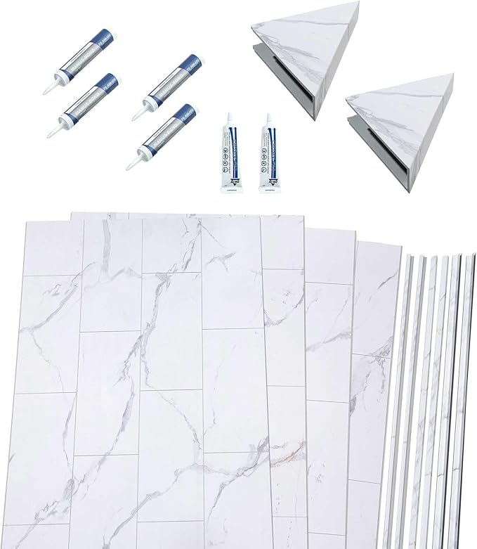 Palisade 78in x 60in x 32in Waterproof Vinyl Shower Surround Kit - Image 2