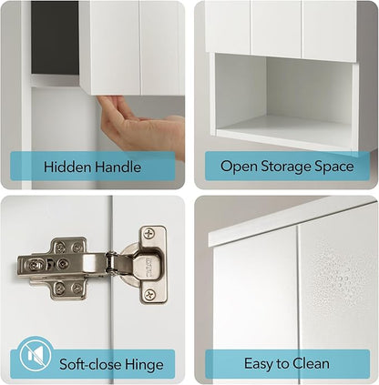 Bathroom Wall Cabinet with Single Door, Soft-Close Hinges, 15x27 inch Wooden - Image 3