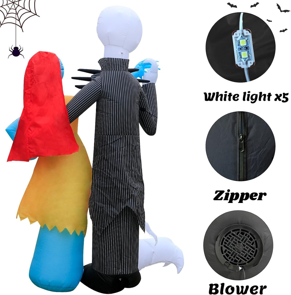 6FT Halloween Outdoor inflatables Decorations,Blow Up Skeleton and Dog Decora...