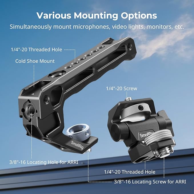 SMALLRIG Top Handle with Monitor Mount Kit, with 3/8"-16 Locating Holes - Image 5