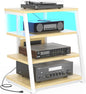 Besiost AV Media Stand with Outlets, Media Console with LED Lights, Stereo by Besiost