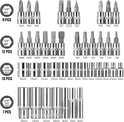 Egofine 53 Pieces 1/4 inch Drive Socket Ratchet Wrench Set - Image 2