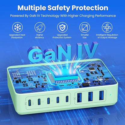 USB C Charger 300W USB C Charger Block 8-Ports GaN IV Fast Charging Station - Image 4