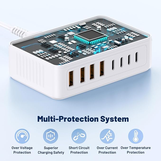 200W USB C Charging Station, 8-Port GaN USB C Charger Block, PD 65W Desktop - Image 4
