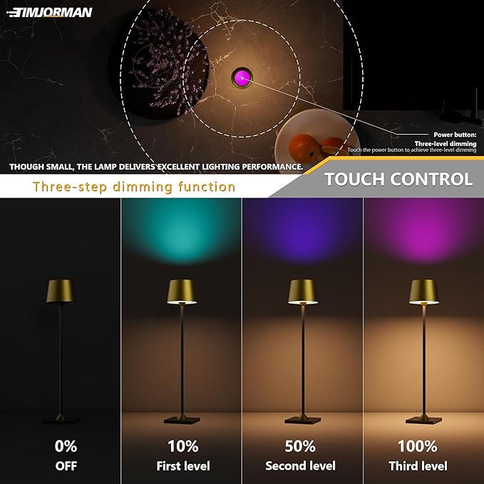 Compact Cordless Table Lamp, Rechargeable LED Night Light, Dual Light Source - Image 4