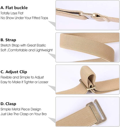 JASGOOD Women No Show Stretch Belt Elastic Web Strap Belt - Image 7