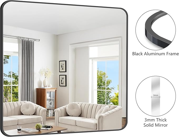 FORBATH Bathroom Mirror 42x42 Inch, Large Square Vanity Mirror - Image 8