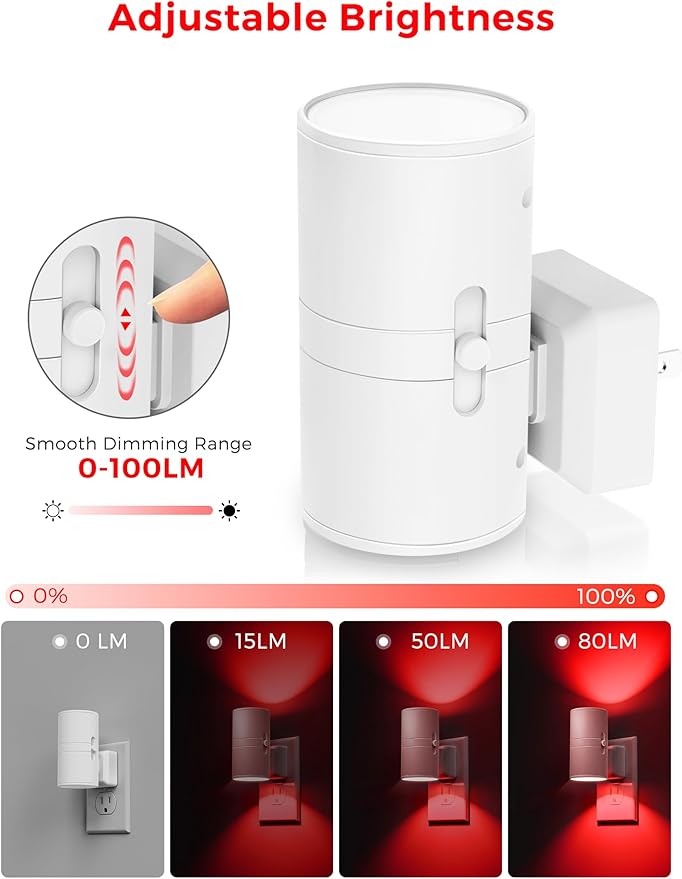 L LOHAS LED Night Light, LED Nightlights, Light Sensor, Steep Aid Red, Dimmable - Image 2