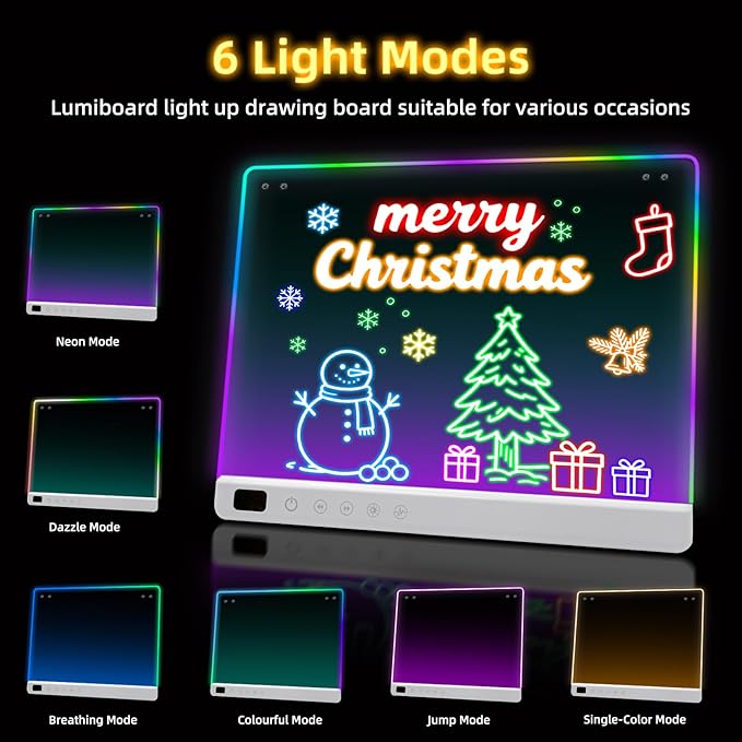 Led Drawing Board with 13 Light Effects, Neon Light Up Drawing Tablet Gifts - Image 3