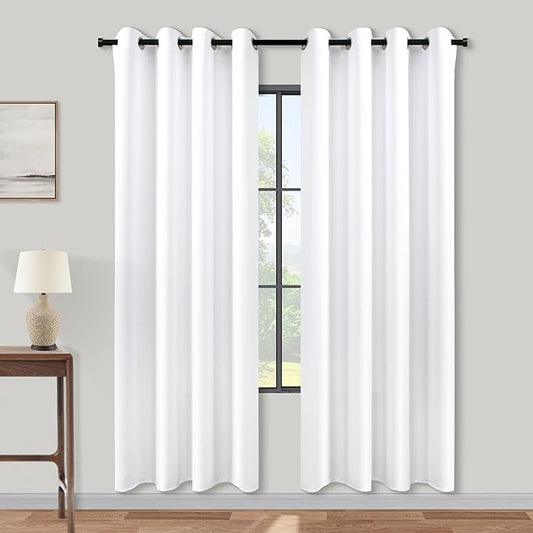 KOUFALL 52x78 Inches Long White Blackout Curtains by KOUFALL
