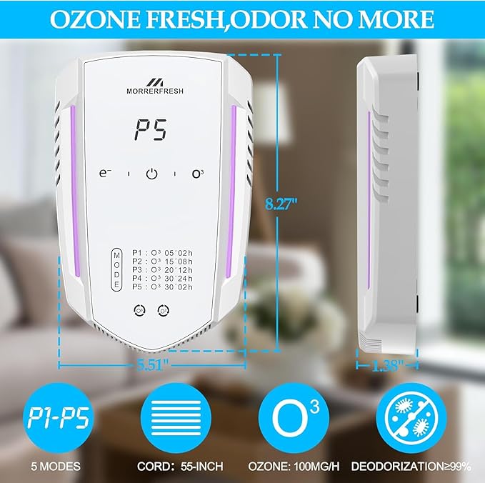 Ozone Odor Eliminator for Strong Odor 99% Cat Litter Deodorizer Dog Poof Odor - Image 7