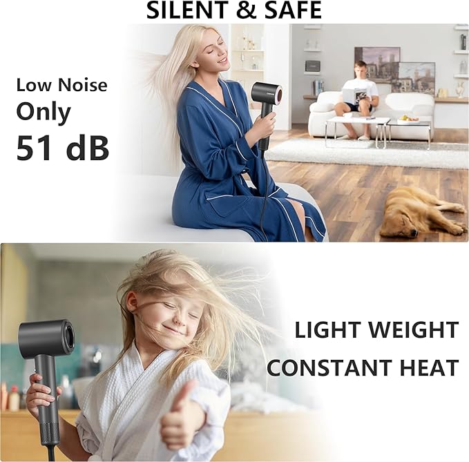 Hair Dryer, High Speed Ionic Blow Dryer, 5X-Fast Drying, 2 Billion Negative Ions - Image 7