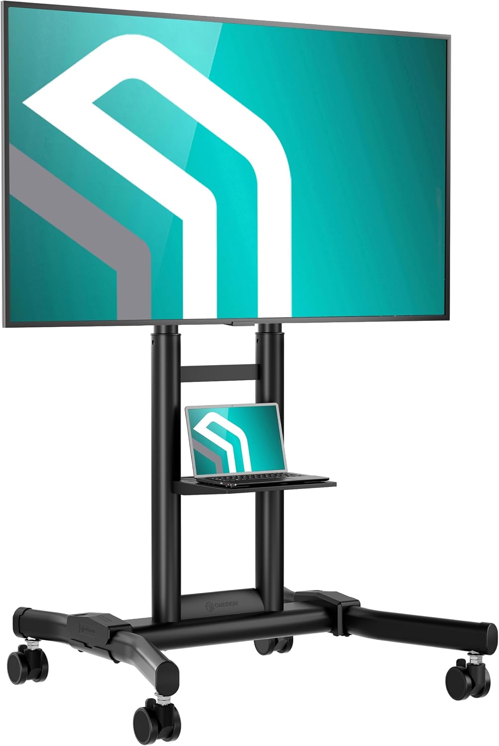 ONKRON Mobile TV Stand 43-75 Inch, up to 143 lbs, max VESA 600x400, Black