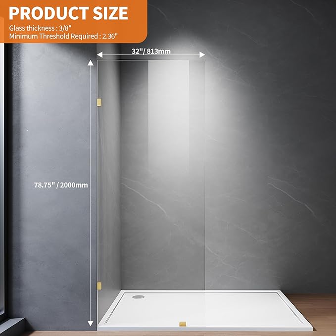 Shower Glass Panel, Frameless Walk in Shower Door - Image 7