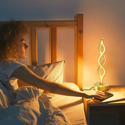 NUÜR Gold Lamps for Bedrooms Set of 2, Small Table Lamp, 3 Colour Temperature - Image 4