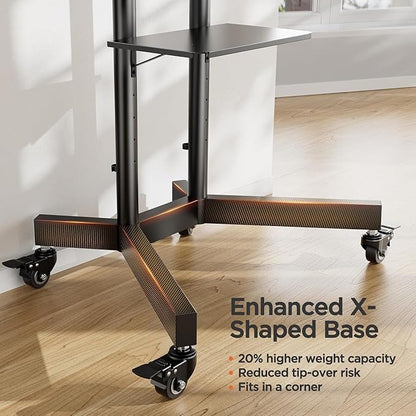 Perlegear Rolling TV Stand, Mobile TV Stand on Wheels - Image 6
