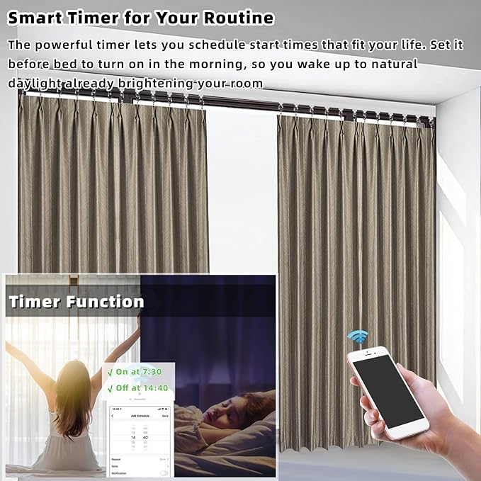 Lemoeyes Electric Curtain Track, Retractable Motorized Curtains Rod From - Image 4