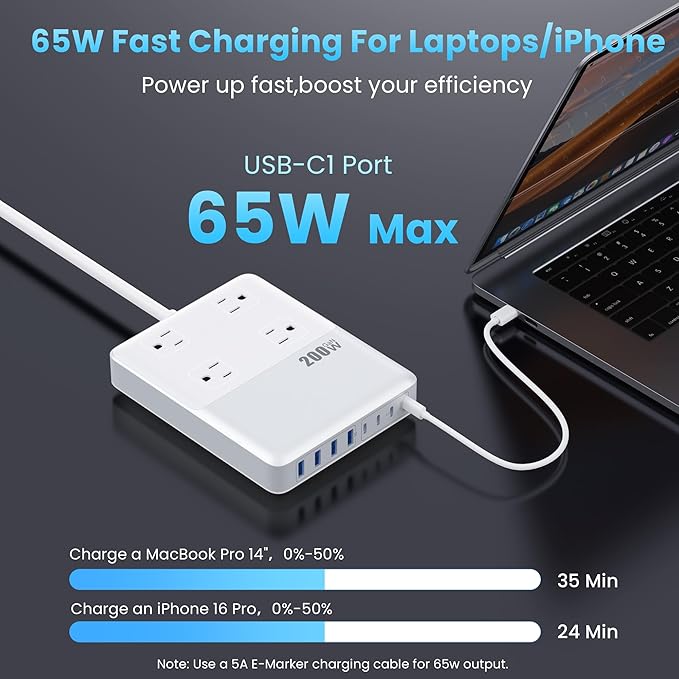 12-in-1 Charging Station USB C Power Strip - Image 4