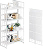 4NM No Assembly 4 Tiers Folding Bookshelf, 47.2" H Foldable Storage Shelves by 4NM