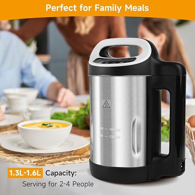 Homtone 1.6L Soup Maker, Stainless Steel Soup Making Machine - Image 2