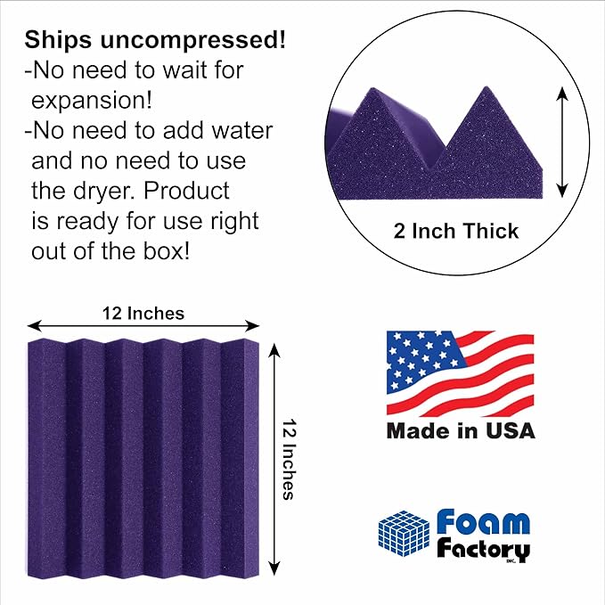 Foam Factory Inc 24 Pack Color Acoustic Foam Panel Studio Soundproofing Wedge - Image 2