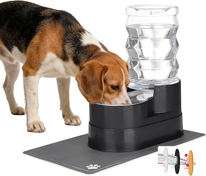 RIZZARI Automatic Dog Water Dispenser: 7L Black Stainless Steel Feeder by RIZZARI