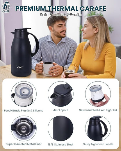 GiNT Stainless Steel Thermal Coffee Carafe, Double Walled Vacuum Water and - Image 8