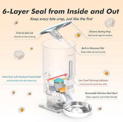 Automatic Cat Feeder - 5L Anti-Clog Cat Food Dispenser Keeps 2-15mm Dry Food - Image 4