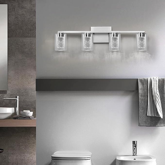 SADENICEL 4-Light Bathroom Light Fixtures, Brushed Nickel, Dimmable LED - Image 7
